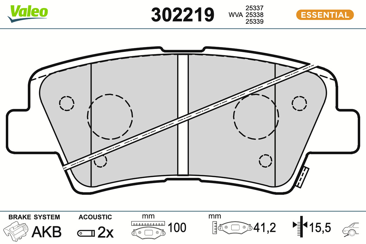 Jeu de 4 plaquettes de frein VALEO ref. 302219